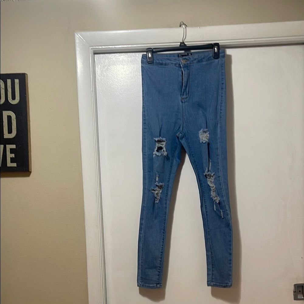PrettyLittleThing Blue Skinny Jeans size 8